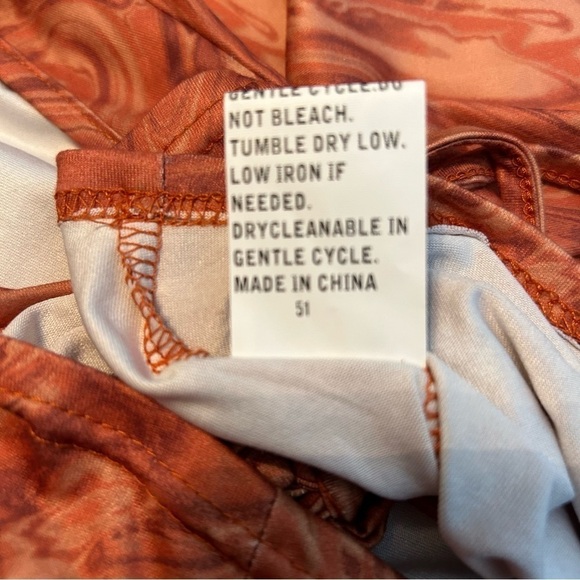 Shein Marble Swirl Print 70’s Retro Long Sleeve Tie Front Ultra Crop Top - Picture 5 of 8